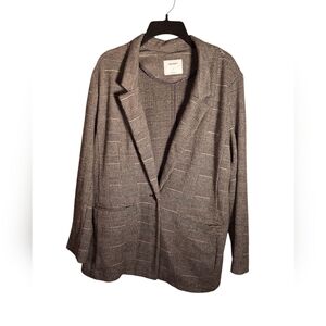 Old Navy Black/White Plaid Oversized Blazer Ladies Large Academia Classic Knit